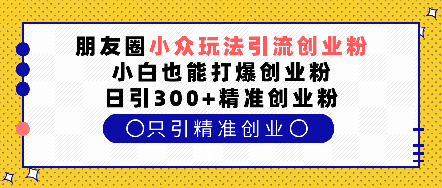 朋友圈小众玩法引流创业粉，小白也能打爆创业粉，日引300+精准创业粉 - 维兴科技-维兴科技