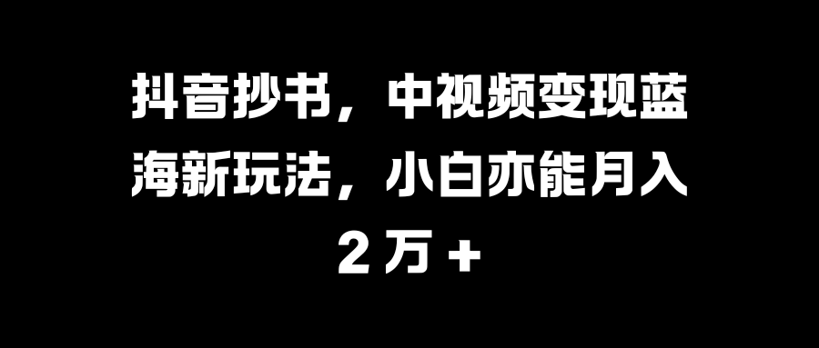 抖音抄书，中视频变现蓝海新玩法，小白亦能月入 2 万 + - 维兴科技-维兴科技