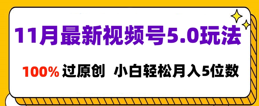 11月最新视频号5.0玩法，100%过原创，小白轻松月入5位数 - 维兴科技-维兴科技