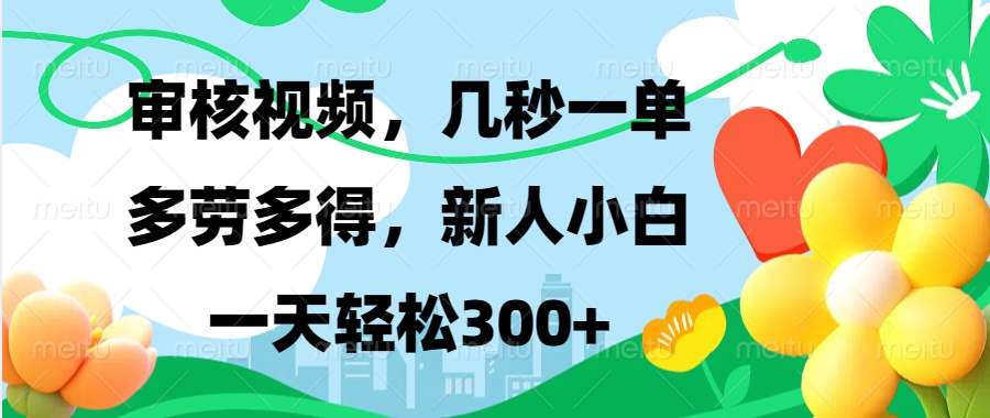 审核视频，几秒一单，多劳多得，新人小白一天轻松300+ - 维兴科技-维兴科技