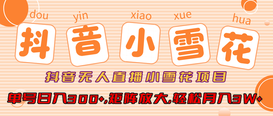 小雪花项目，抖音无人直播，单号日入300+,矩阵放大,轻松月入3W+ - 维兴科技-维兴科技