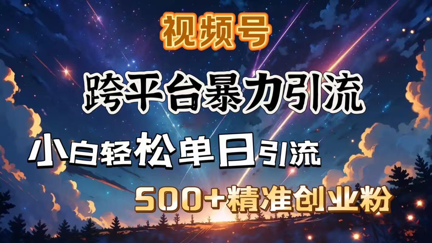 视频号跨平台暴力引流，小白轻松单日引流500＋精准创业粉 - 维兴科技-维兴科技