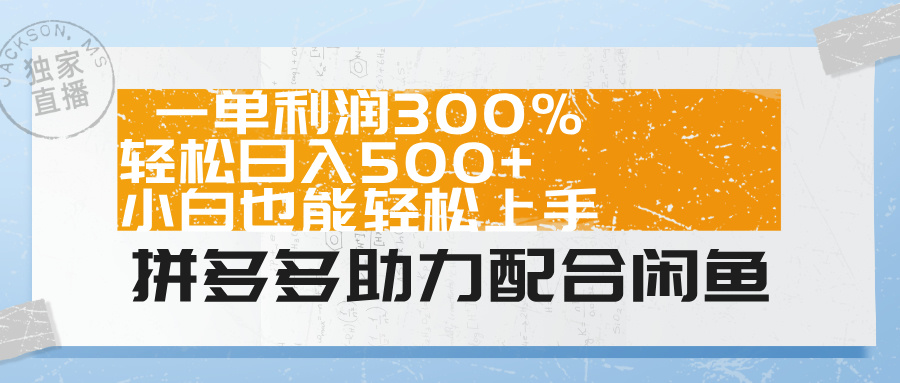拼多多助力配合闲鱼 一单利润300% 轻松日入500+ 小白也能轻松上手！ - 维兴科技-维兴科技
