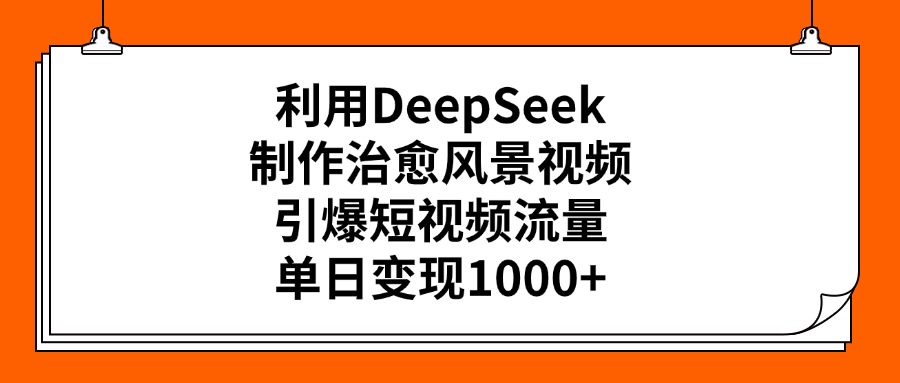 利用DeepSeek制作治愈风景视频，引爆短视频流量，单日变现1000+ - 维兴科技-维兴科技