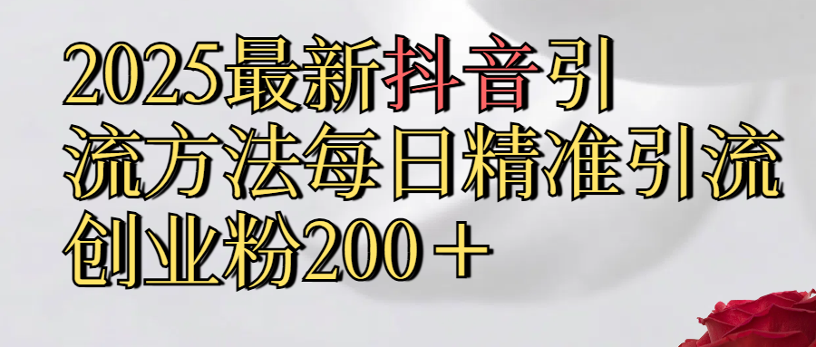 2025最新,抖音引流,方法每日精准引流创业粉300＋ - 维兴科技-维兴科技