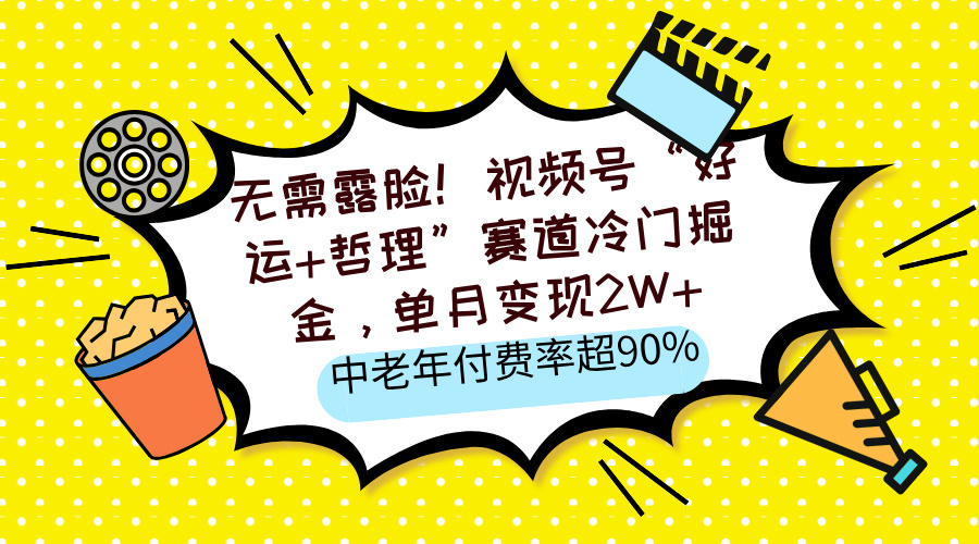 无需露脸！视频号“好运+哲理”赛道冷门掘金，单月变现2W+，中老年付费率超90% - 维兴科技-维兴科技
