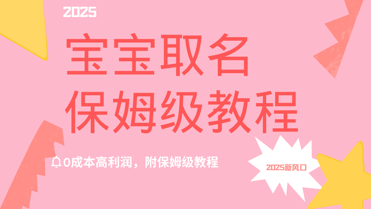 2025新风口项目宝宝取名，0成本高利润，附保姆级教程，月入过万不是梦 - 维兴科技-维兴科技