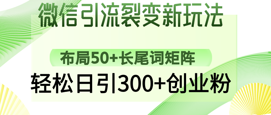 微信引流裂变新玩法：布局50+长尾词矩阵，轻松日引300+创业粉 - 维兴科技-维兴科技
