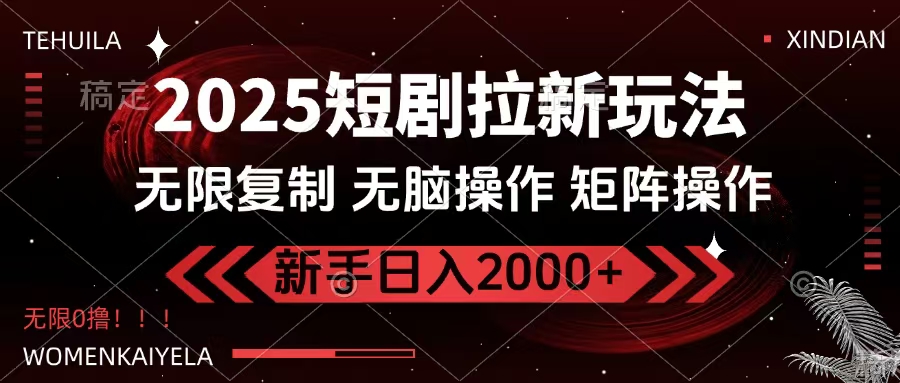 2025短剧拉新玩法，无需注册登录，无限0撸，无脑批量操作日入2000+ - 维兴科技-维兴科技