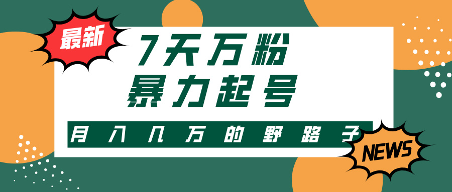 7天万粉，快手暴力起号，多种变现方式，新手小白秒上手，单月变现几万的野路子 - 维兴科技-维兴科技