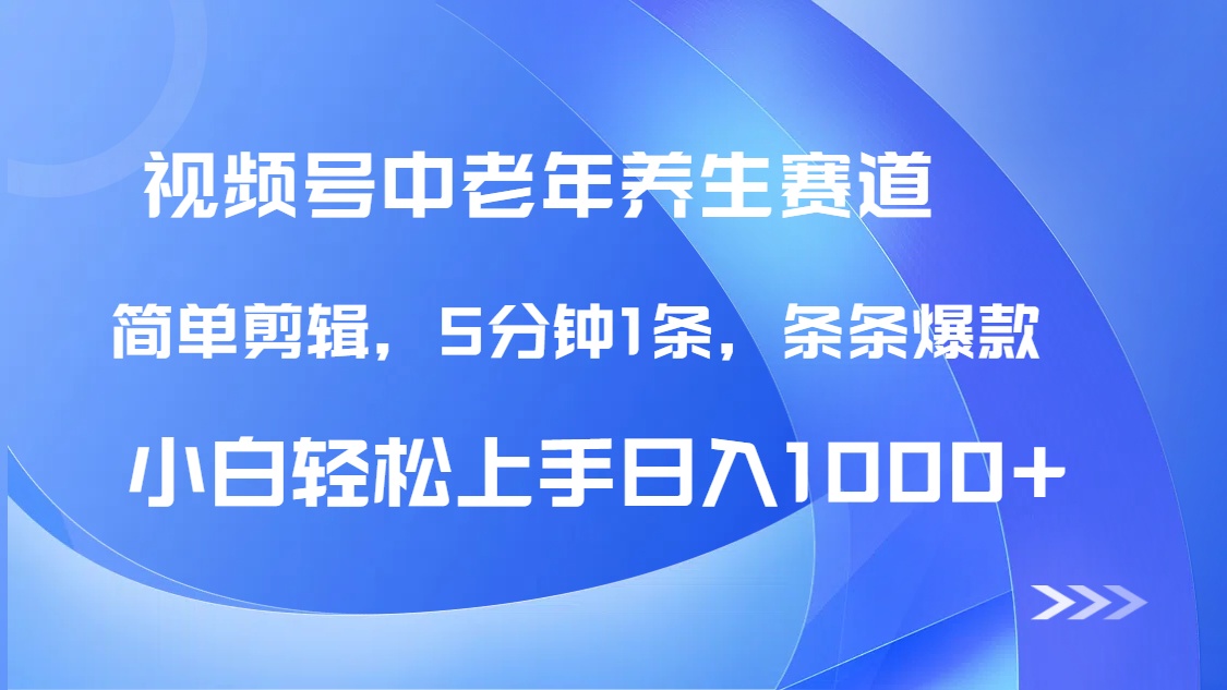 DeepSeek+既梦做视频号中老年养生赛道，条条爆款5分钟1条，轻松日入1000+ - 维兴科技-维兴科技
