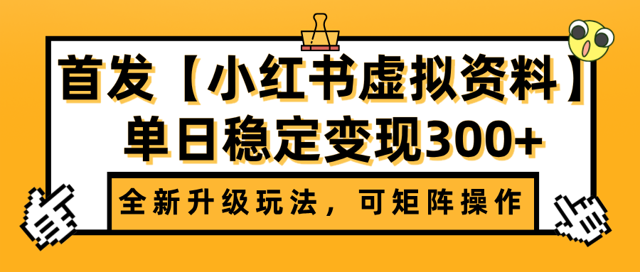 首发【小红书虚拟资料】全新升级玩法，可矩阵操作，单日稳定变现300+ - 维兴科技-维兴科技