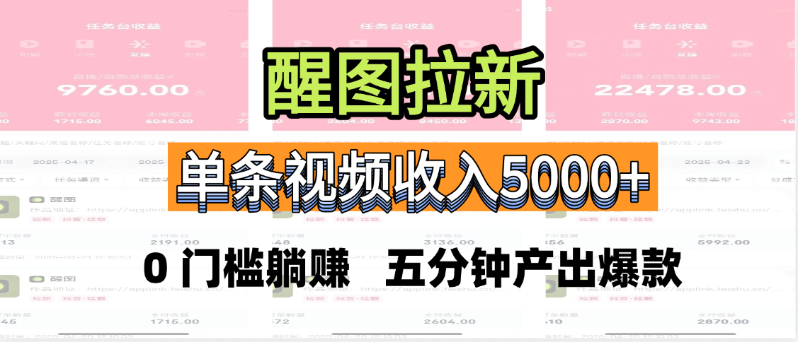 醒图拉新，0 门槛躺赚，五分钟产出爆款，单条视频收入5000+ - 维兴科技-维兴科技