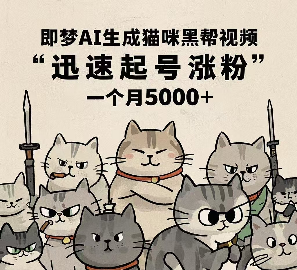 即梦AI生成猫咪黑帮视频，迅速起号涨粉，一个月5000➕ - 维兴科技-维兴科技