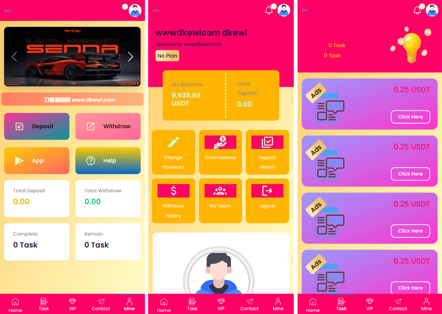 SENNA海外广告奖励投资理财源码/附详细教程-维兴科技